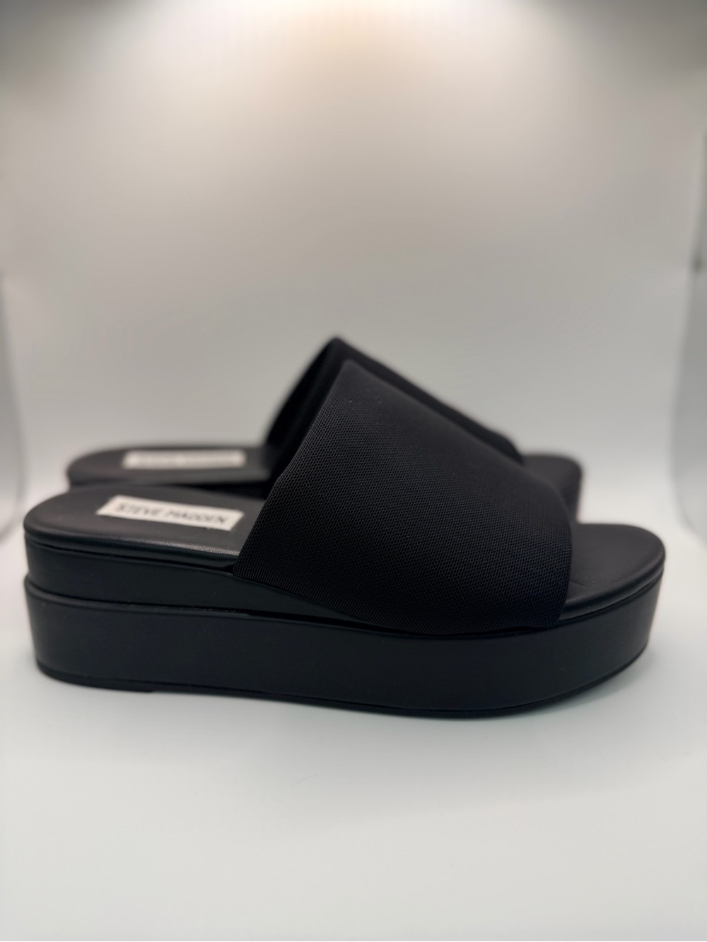 Steve Madden Black Platform Slide Sandals - Women